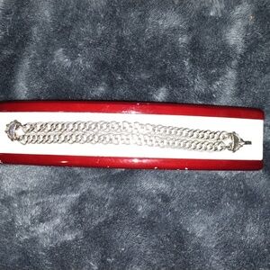 Vintage Monet Silver tone 7" Double Chain Bracelet